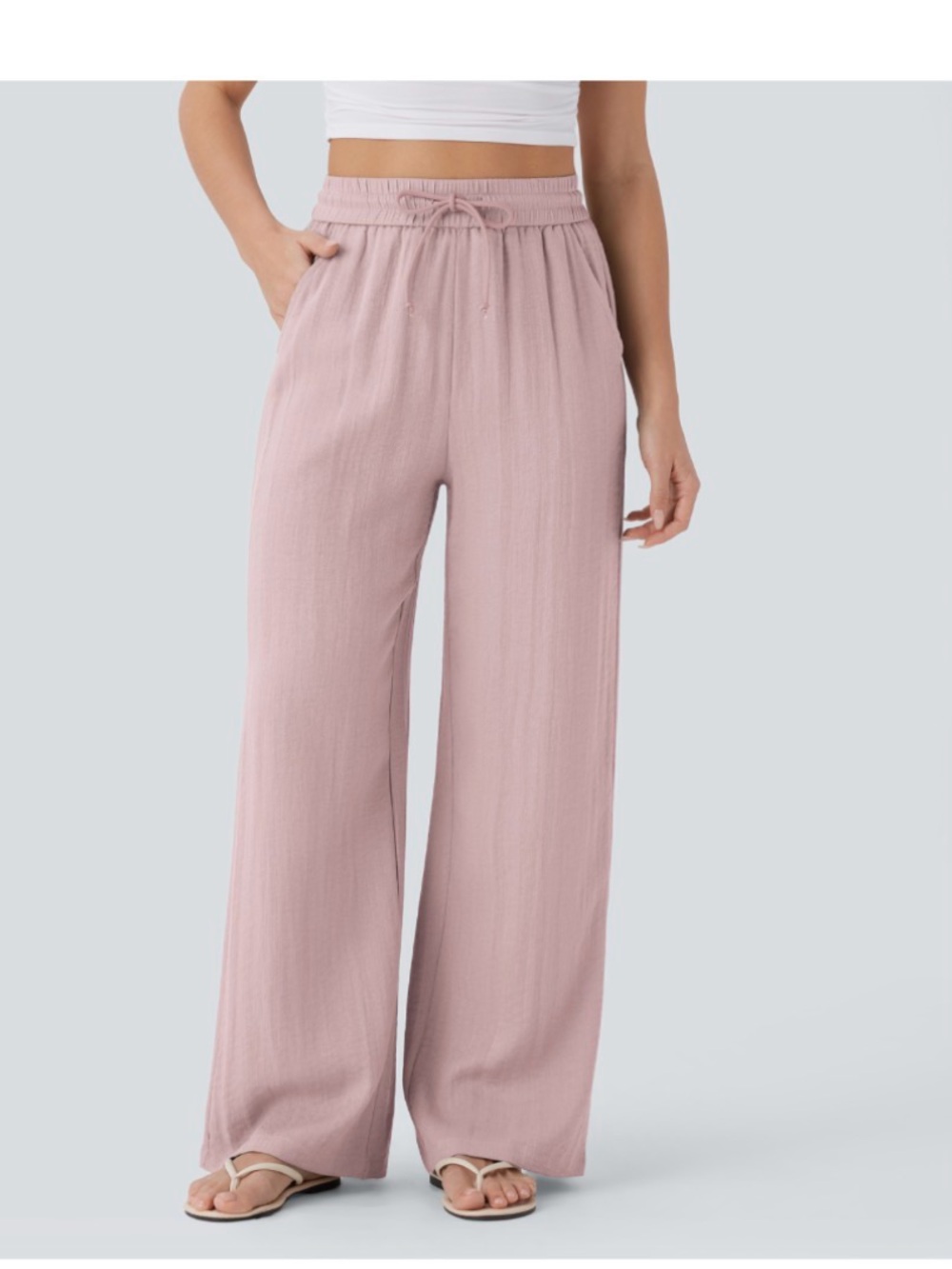 HALARA Relaxed Wide-Leg Lounge Pants in Mauve Pink
